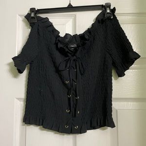 Off-the-Shoulder Lace-Up Top